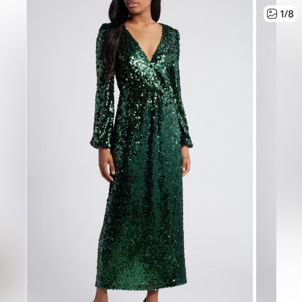 Wayf Green Sequin Dress